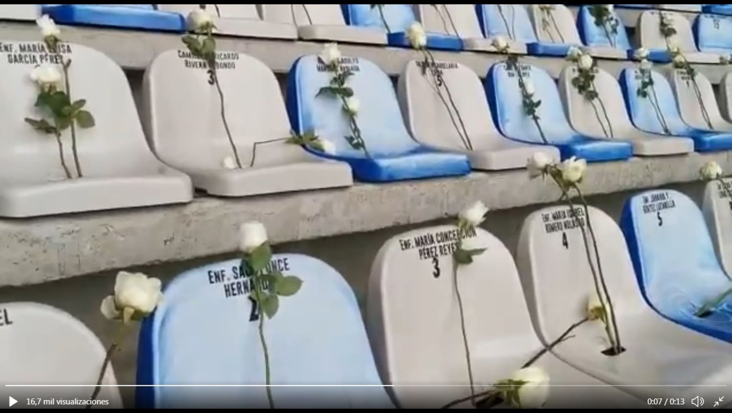 VIDEO: Escriben más de mil nombres de trabajadores de la salud que atienden la pandemia en estadio de Pachuca 1 ESTADIO PACHUCA 1