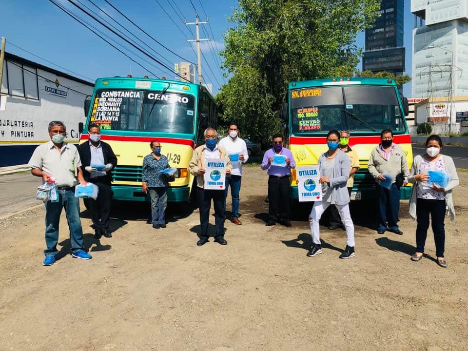 Poblanos incentivan el uso de cubrebocas en transporte público y lanzan campaña 1 RUTA CUBREBOCAS SAN JERONIMO