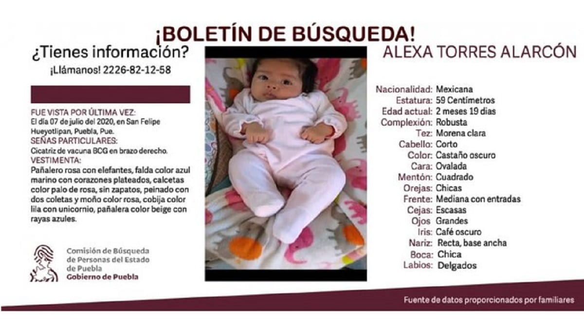 Activan Alerta Amber para encontrar a la bebé Alexa Torres, desaparecida en Hueyotlipan 3