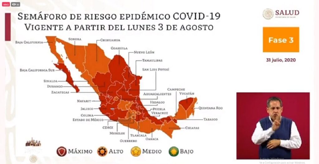 semaforo Puebla en rojo