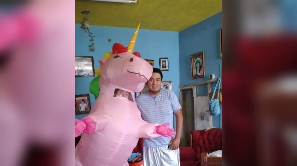 VIDEO: Doctora de Serdán se disfraza de Unicornio para abrazar a su familia 1 unicorni 1