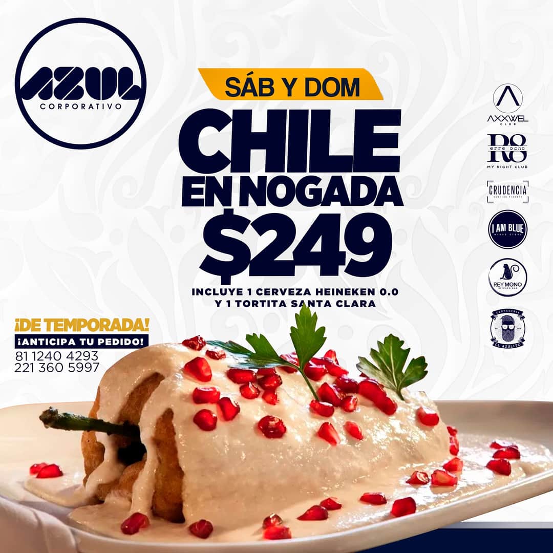 Chiles en nogada corporativo azul