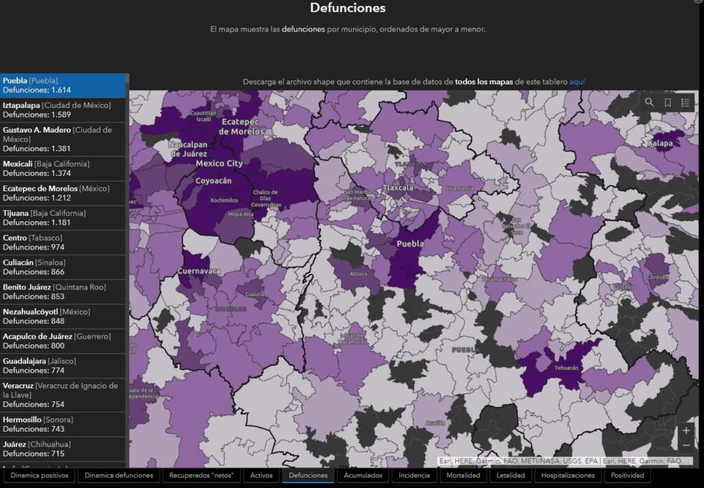 defunciones coronavirus por municipio