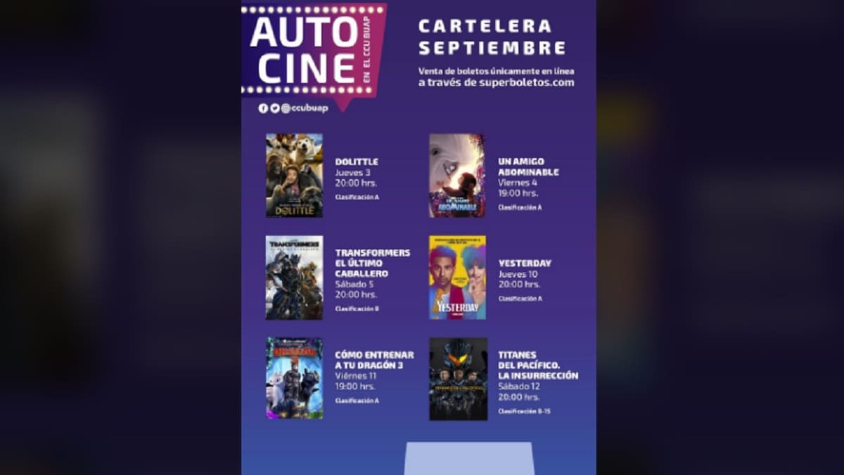 El 3 de septiembre inicia el autocinema del CCU; esta es la cartelera 13 cartelera 1