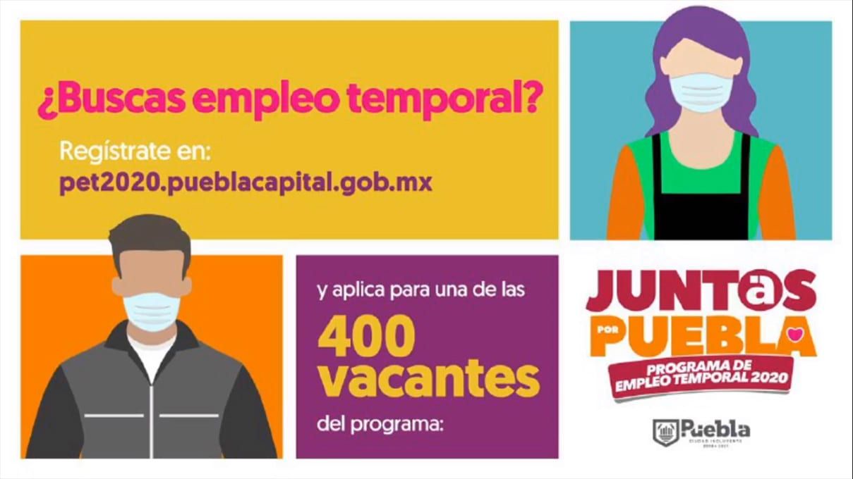 Ayuntamiento de Puebla abrirá 400 plazas temporales: pagarán 6 mil pesos al mes 1 empleo temporal puebla