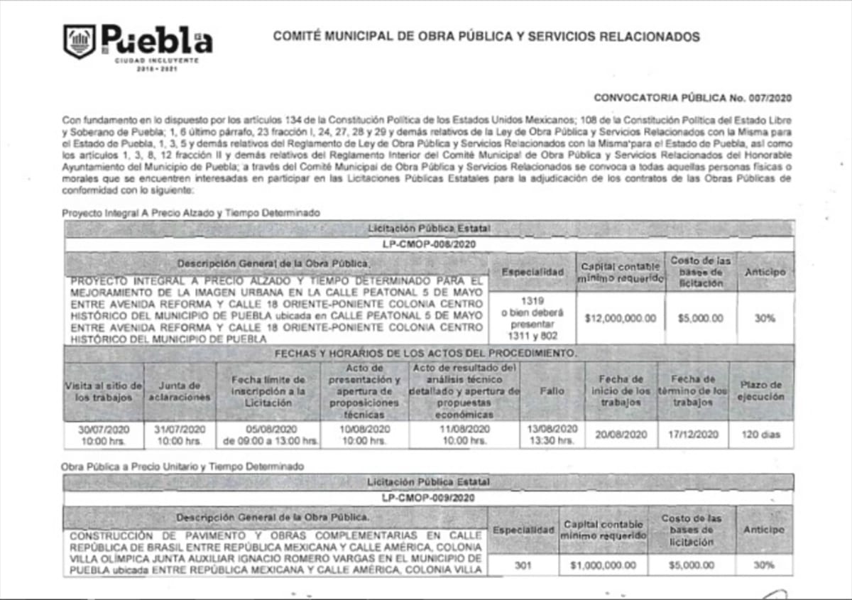 licitacion agosto 5 de mayo