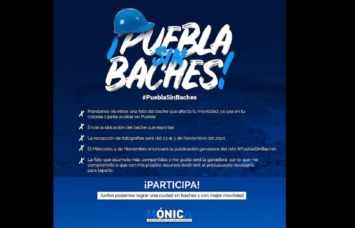 Diputada del PAN lanza convocatoria para tapar con su dinero uno de los baches de Puebla 1 baches diputada Puebla