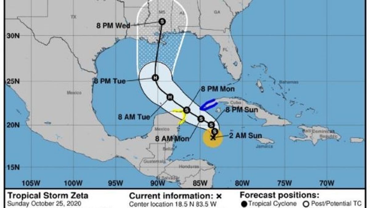Depresión Tropical "Veintiocho" se convierte en tormenta tropical Zeta 1 zet