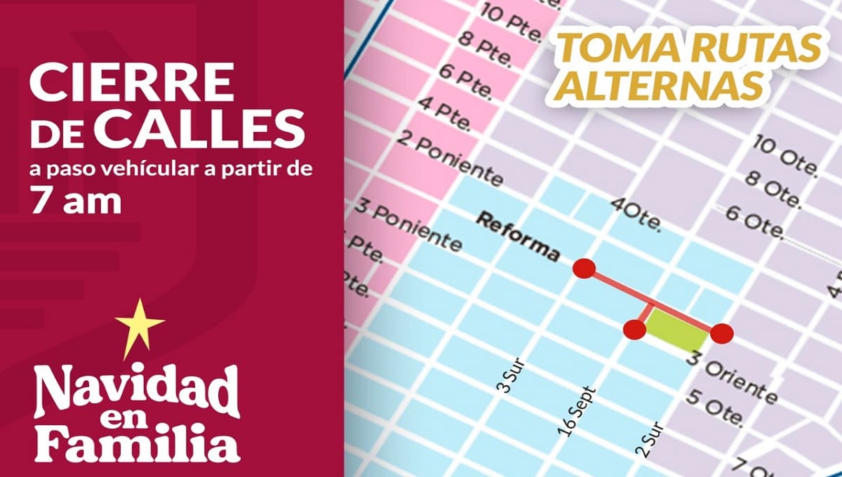 Anuncia Ayuntamiento de Puebla cierre vehicular al zócalo de Puebla 3 cierre calles 1