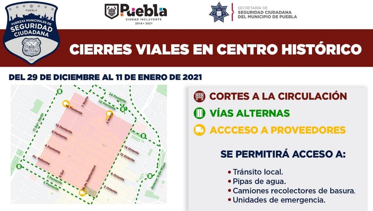 Para frenar contagios, SSC cierra circulación en el Centro Histórico de Puebla 2 133861703 709761869726851 3620378093174003223 n 1