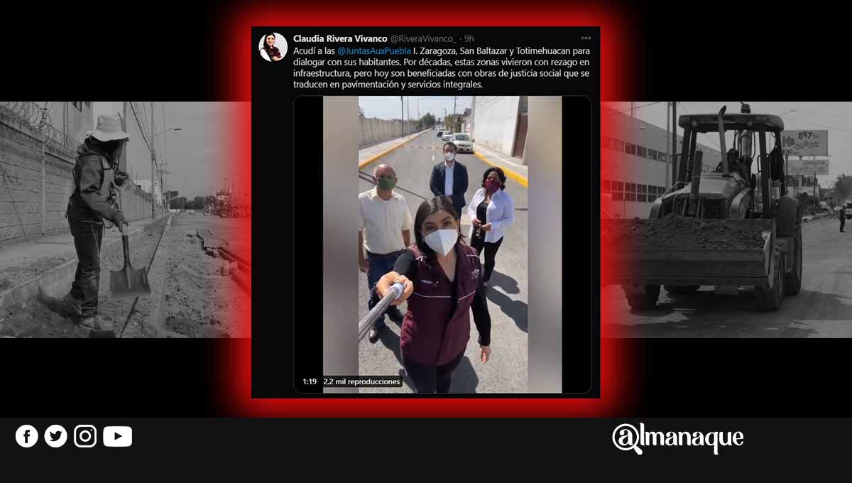 Claudia Rivera se promociona con obra pública en juntas auxiliares de Puebla para su reelección 1 Claudia Rivera se promociona con obra publica