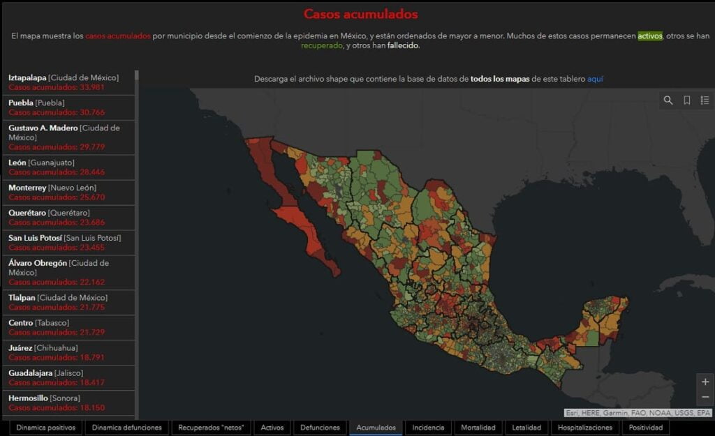 Ciudad de Puebla vuelve a ser primer lugar nacional en casos activos y defunciones por COVID 5 acumulados covid Puebla