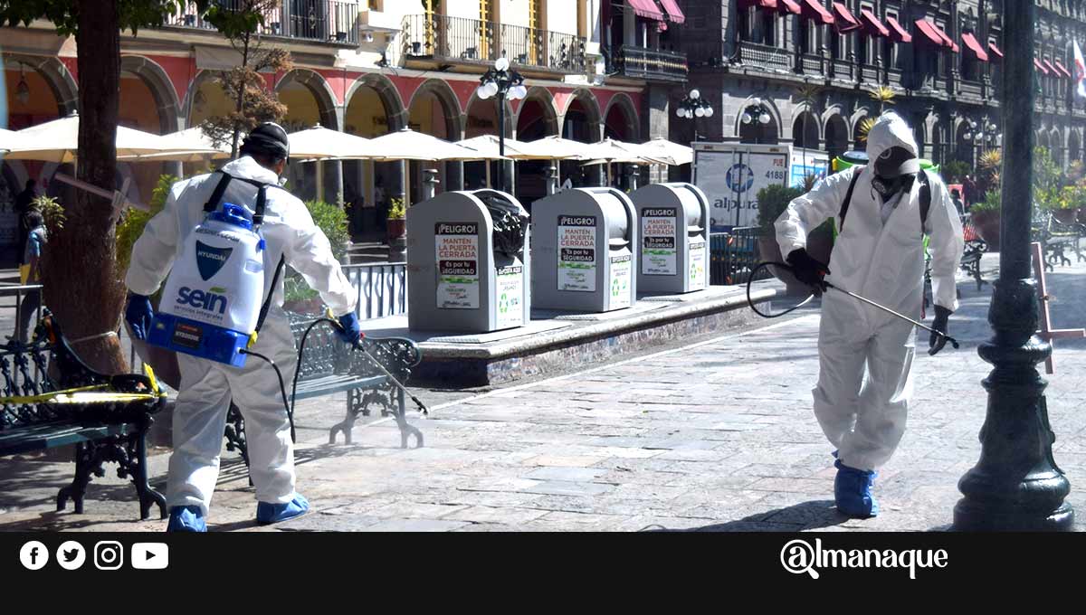 VIDEO: Empresas de desinfección sanitizan el Centro Histórico de Puebla 8 desinfeccion Puebla