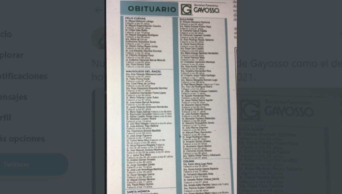 Obituario de funeraria Gayosso se viraliza por gran cantidad de muertos 1 obituario Gayosso