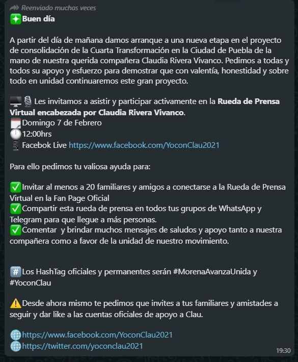 Claudia Rivera reeleccion