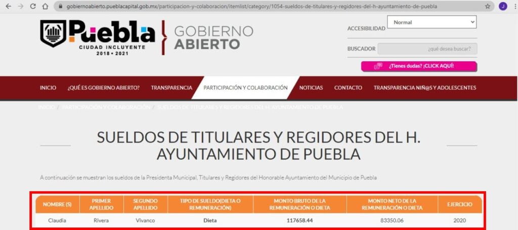 claudia rivera sueldo