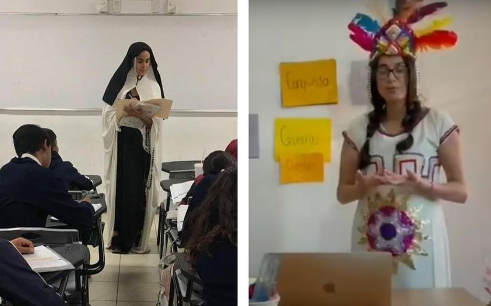 ¡Pasión por la enseñanza! Janet, la maestra de historia que se disfraza para dar clases online 2 comenzo disfrazarse pandemia clases presenciales