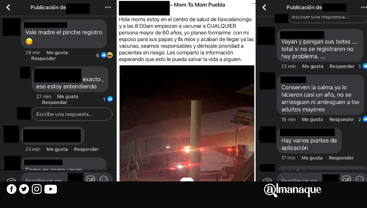 Caos por la vacuna COVID en Cholula; pasarán la noche formados 2 mamaamama