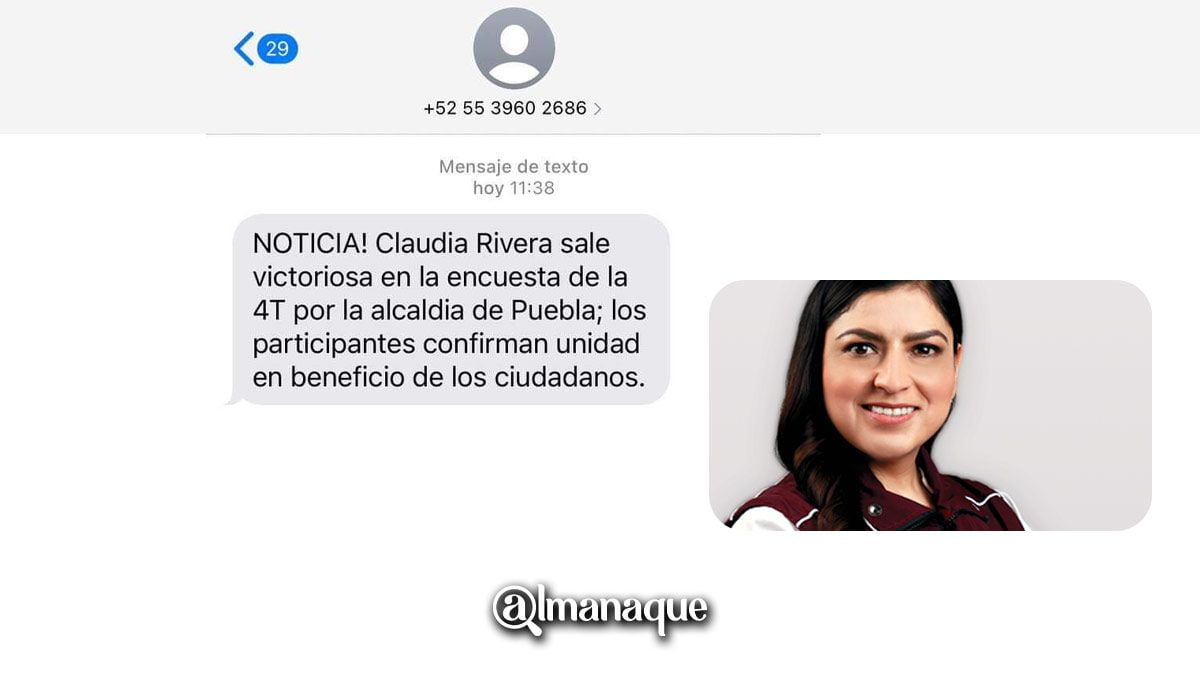 Envían mensajes de texto para promover a Claudia Rivera; la dan como ganadora de Morena 3 portada claudia rivera mensajes de