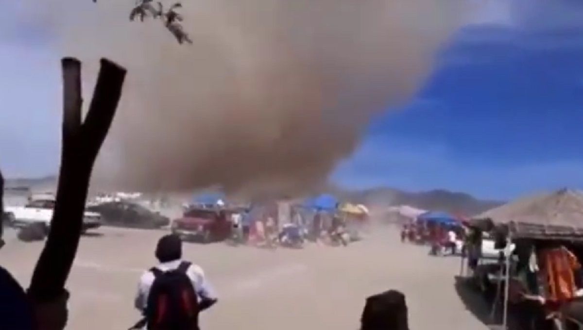 VIDEO: “Se apareció el diablo en Actopan”, remolino de polvo vuela puestos de un tianguis 2 rix detenido 1