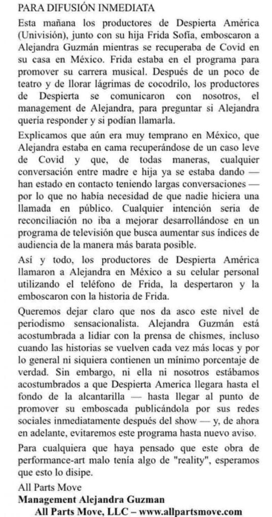 Comunicado Alejandra Gumzan