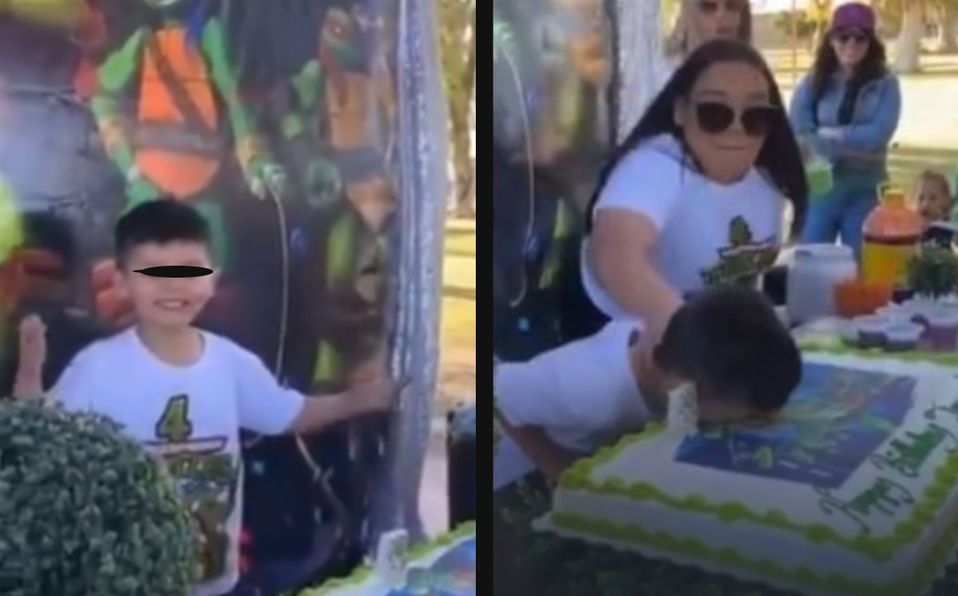 VIDEO: Niño 'explota' contra tía por aventarlo a pastel de cumpleaños y se vuelve viral 1 nino reacciona tia avienta pastel