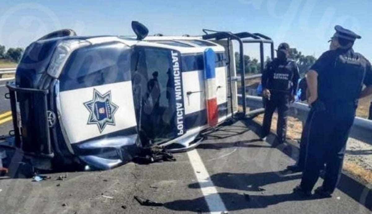 Volcadura de patrulla en la Puebla-Tlaxcala deja 5 lesionados 2 patrulla 1 1