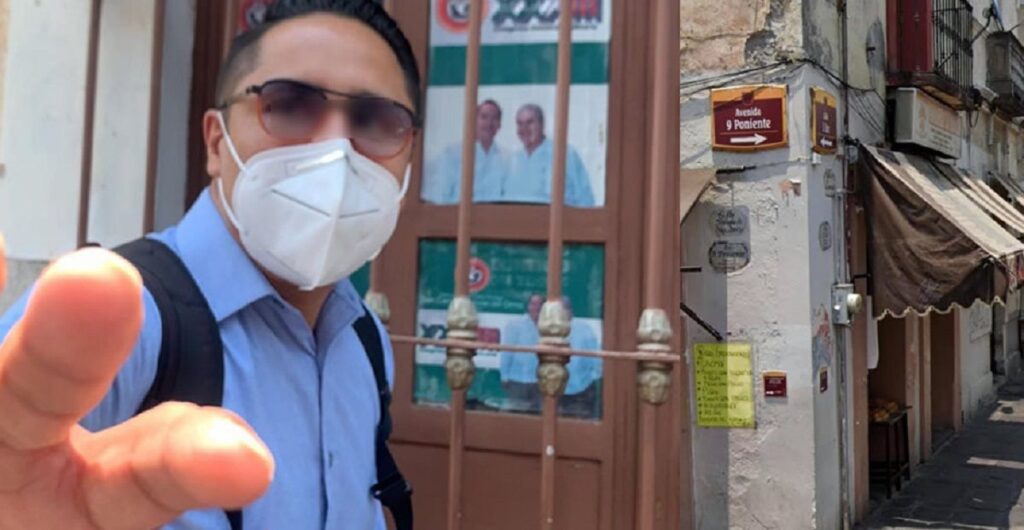 HOMBRE EYACULA SOBRE PIERNA DE JOVEN EN CENTRO HISTORICO