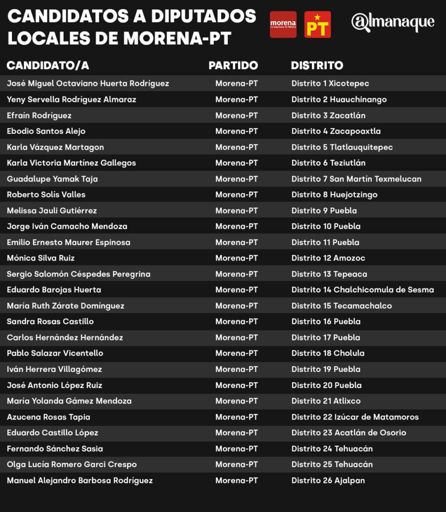 LISTA CANDIDATOS DIPUTADOS LOCALES MORENA