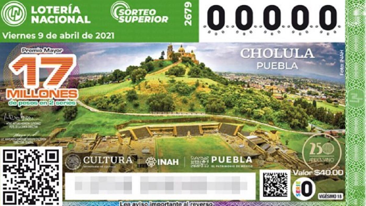 Lotería Nacional lanza billete con imagen de la Zona Arqueológica de Cholula 3 Loteria Nacional