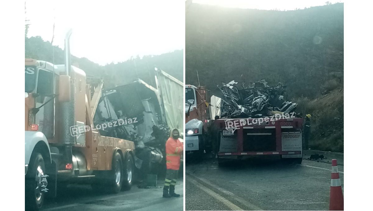 Se registra aparatoso choque de tráilers en la Amozoc-Perote; ambos conductores murieron 2 choque