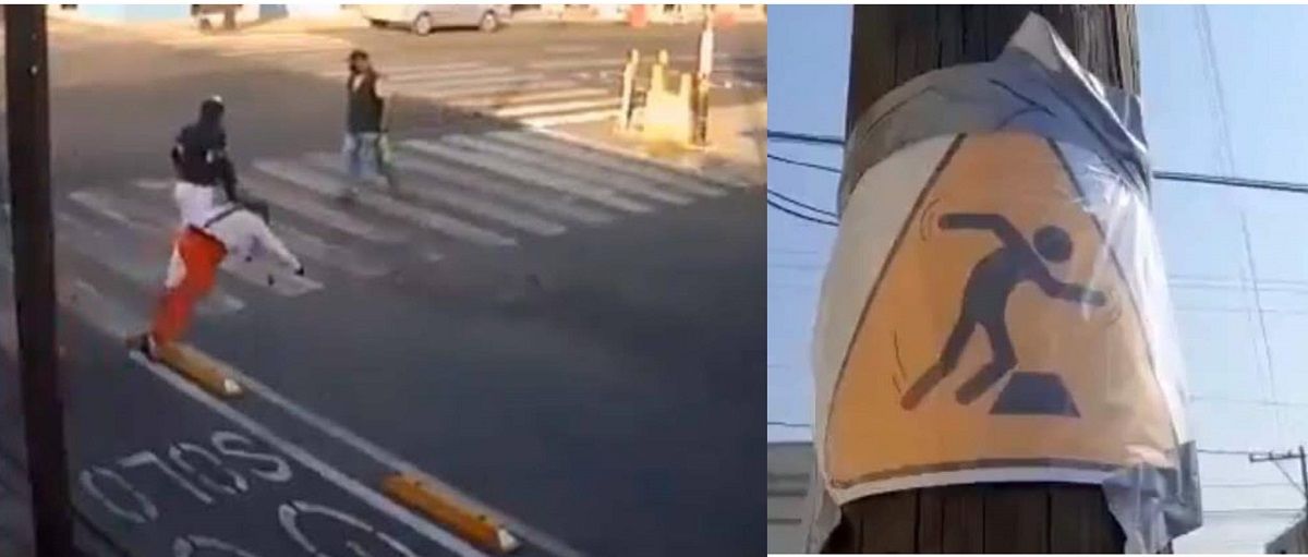 Colocan letreros improvisados en "ciclovía maldita" para prevenir más caídas 2 colocan letreros en ciclovia maldita