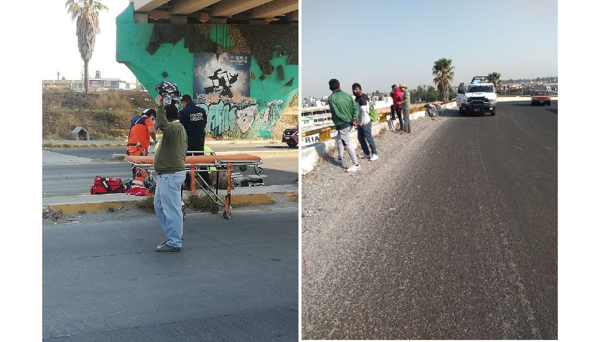 FOTOS: Motociclista cae de un puente de ocho metros en el Periférico Ecológico 4 motociclista