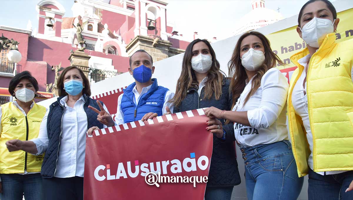 Candidatos del PRIANRD clausuran obra de remodelación del zócalo de Puebla 7 portada Va por mexico Clausura Zocalo Claudia Rivera