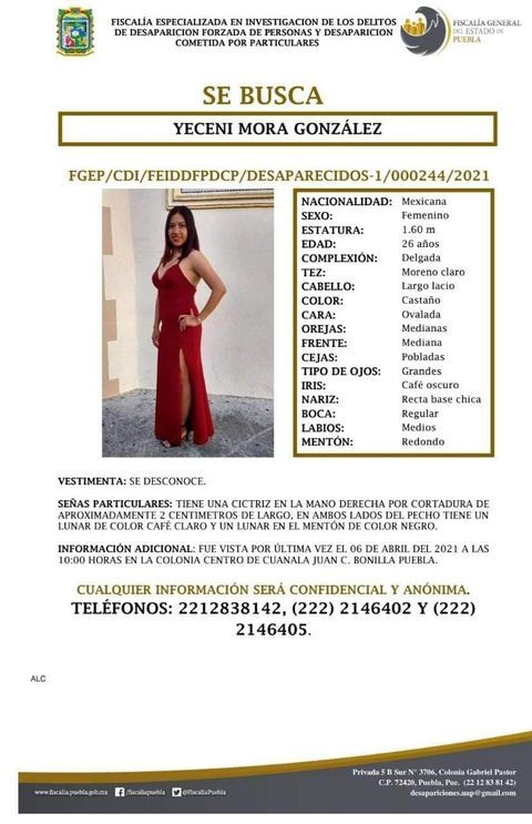 se busca Yeceni Mora