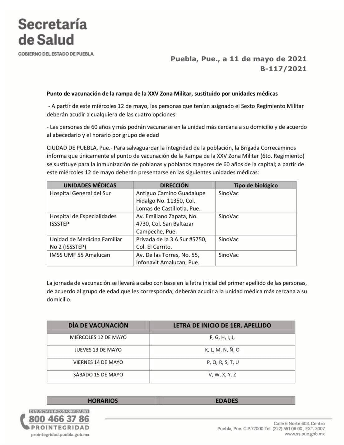 Cambio de sedes vacuna covid 1