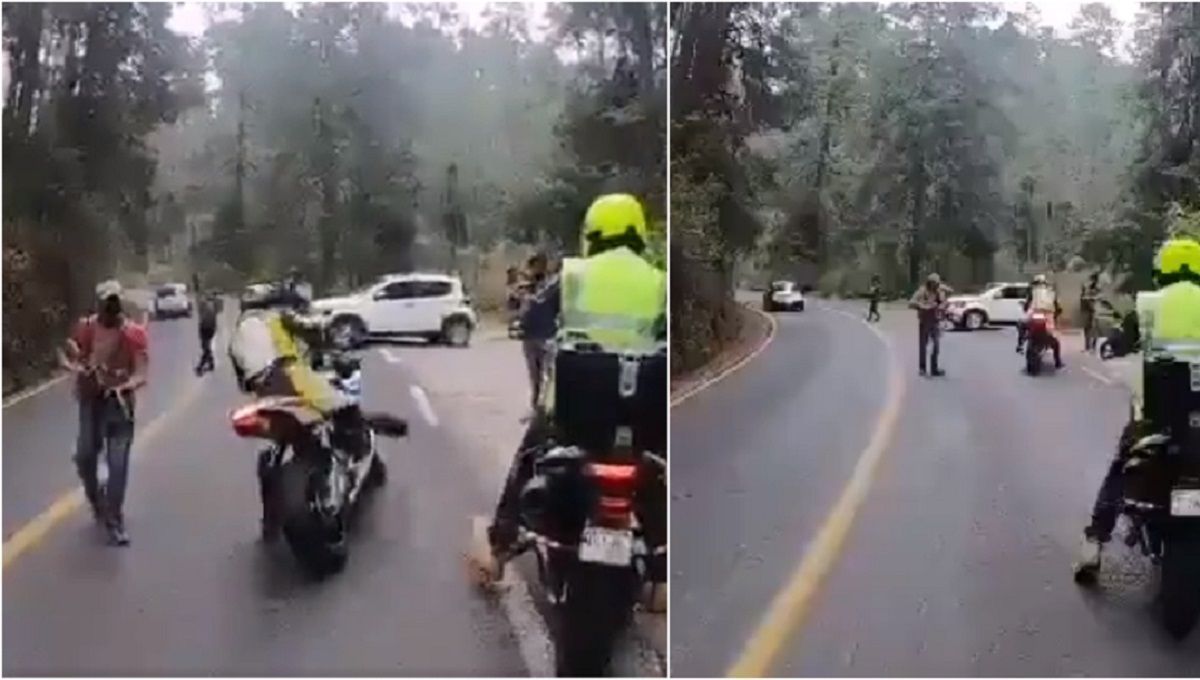 VIDEO: Así asaltaron a un grupo de motociclistas en una carretera del Edomex 2 asalto 1