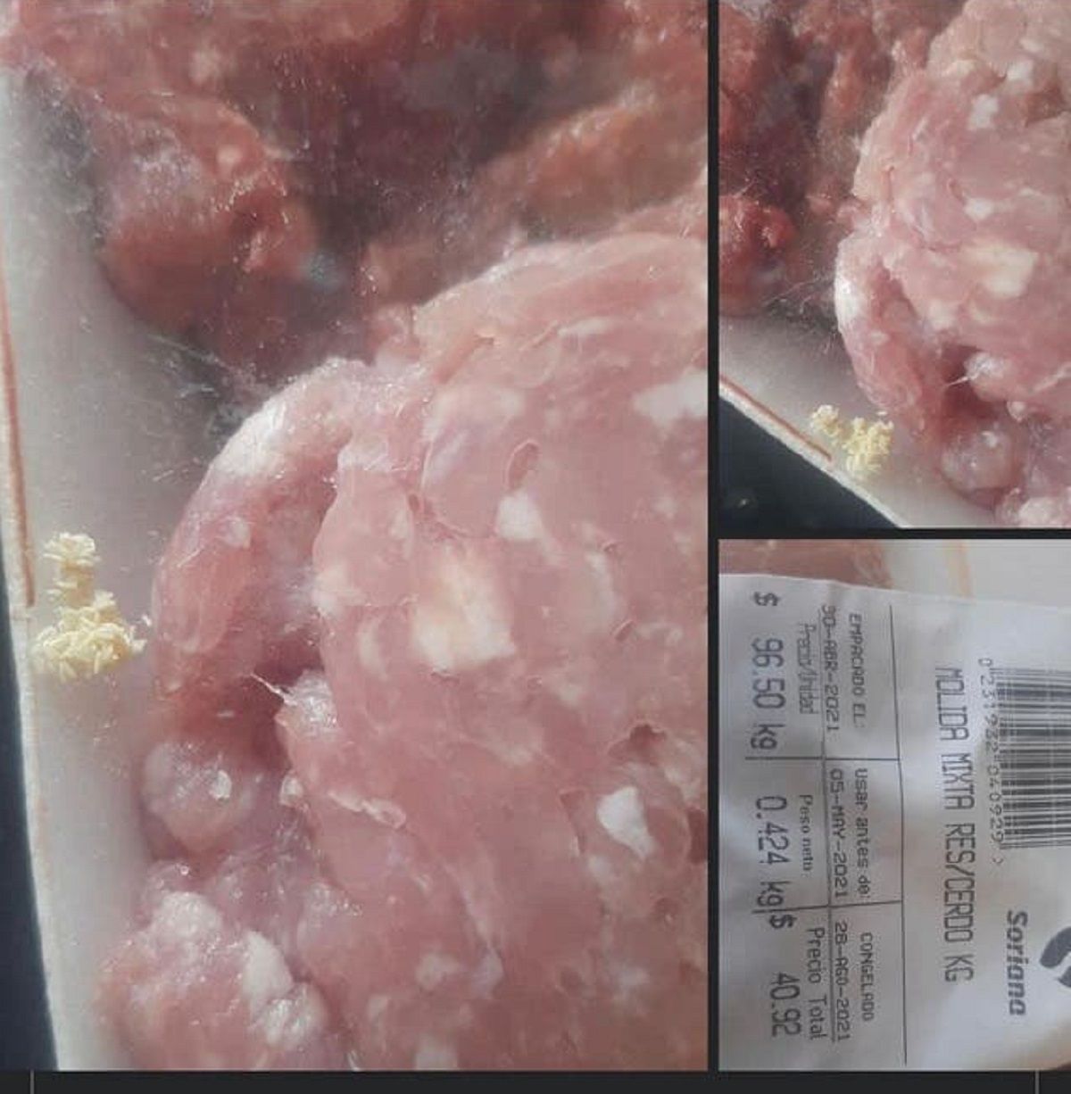 Compra carne molida con todo y larvas en Soriana en Bosques de San Sebastián 3 carne 1