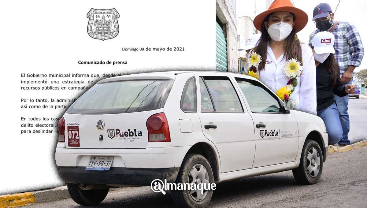 Llega auto oficial a gira de Claudia Rivera: la candidata pide denuncia y Ayuntamiento se deslinda  6 Vehículo oficial del Ayuntamiento de Puebla en un evento de Claudia Rivera Vivanco