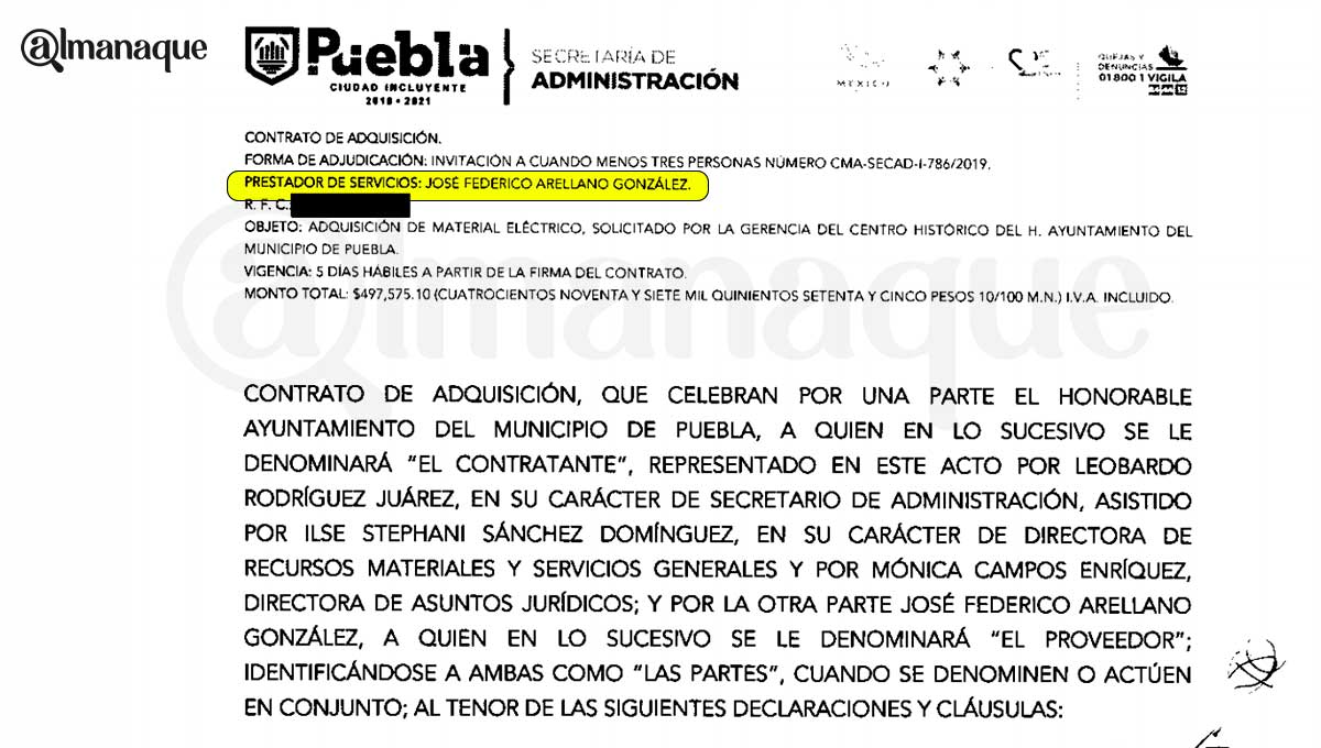 contrato jose federico arellano gonzales Ayuntamiento de Puebla 2