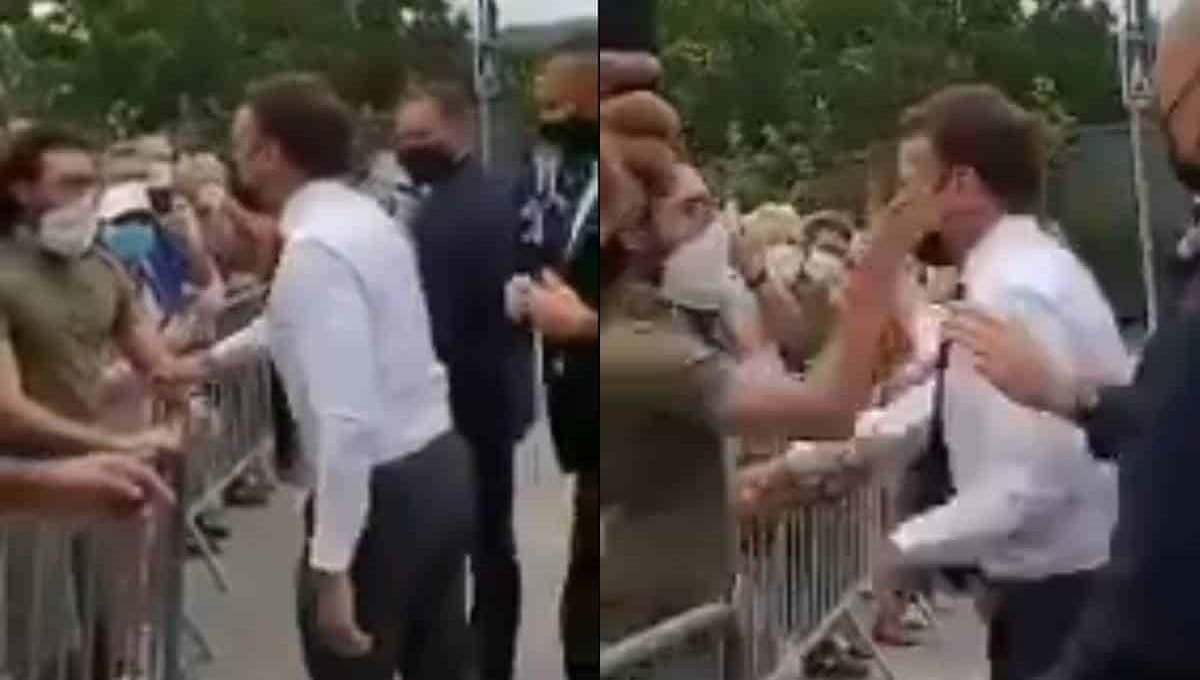 ¡Tómala! Cachetean al presidente de Francia, Emmanuel Macron en pleno evento 2 emmanuel macron 1