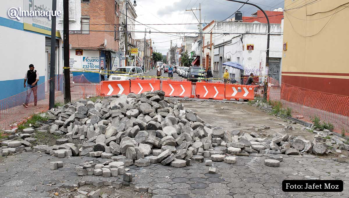 obras en las calles del centro de Puebla 3
