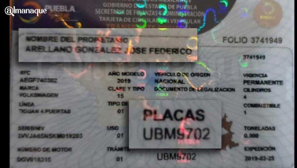 tarjeta circulacion jose federico arellano gonzales