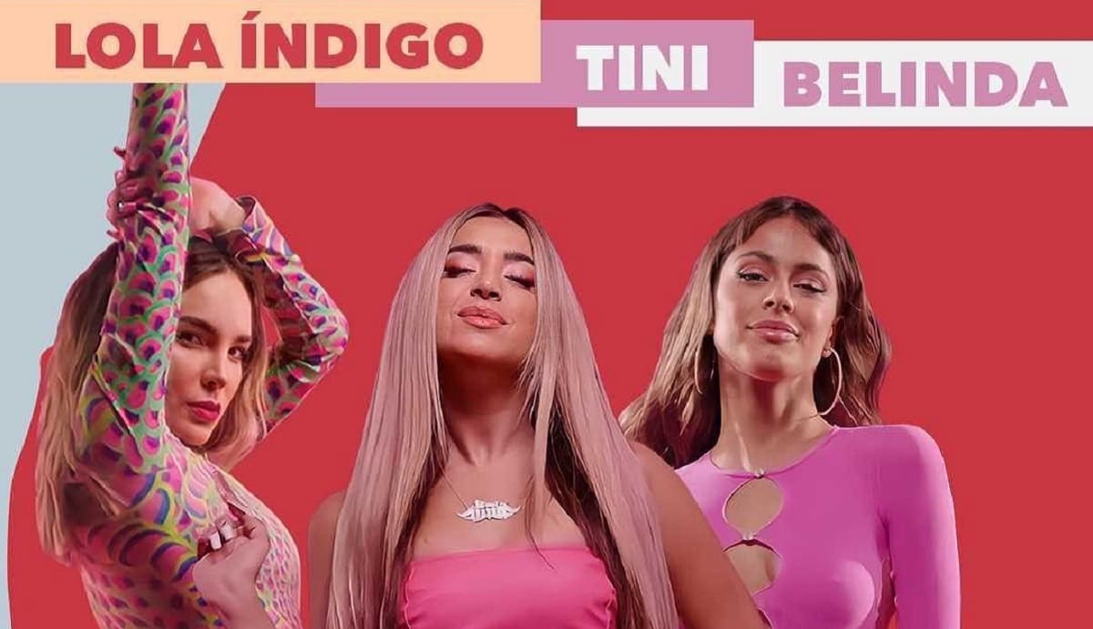 Lola Índigo, Tini y Belinda estrenan "“La Niña de la Escuela”; las redes enloquecen 2 Lola Indigo Tini Stoessel y Belinda. 1