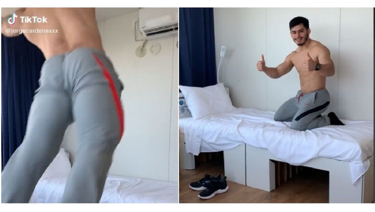 VIDEO: Atleta Jorge Cárdenas prueba resistencia de las camas “antisexo” de Tokio 2020 1 camas tokio 1