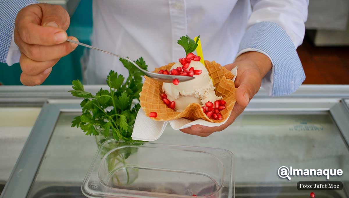 Helado de nogada en el centro de Puebla