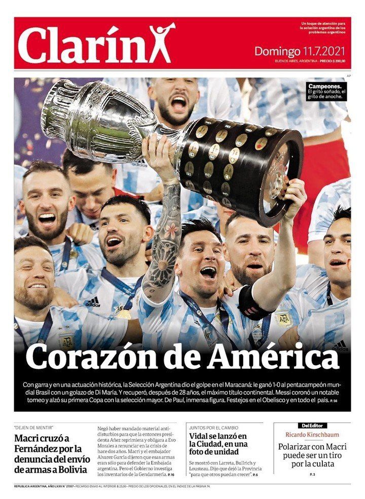 “Todos somos Messi”: así festejaron los periódicos argentinos la victoria en Copa América 14 Copa América