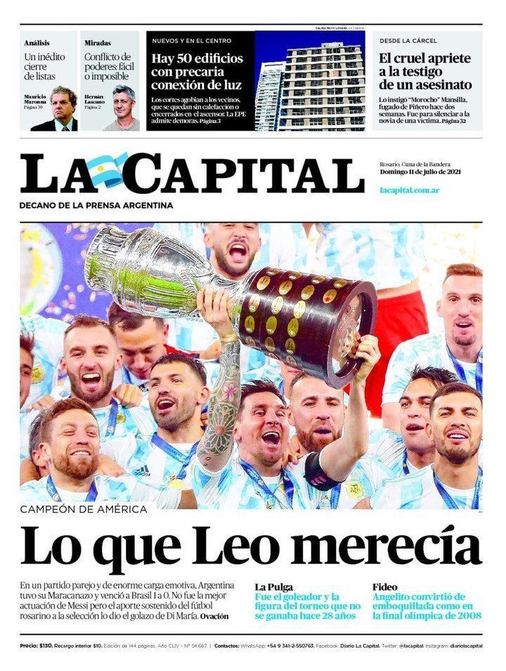 “Todos somos Messi”: así festejaron los periódicos argentinos la victoria en Copa América 16 Copa América