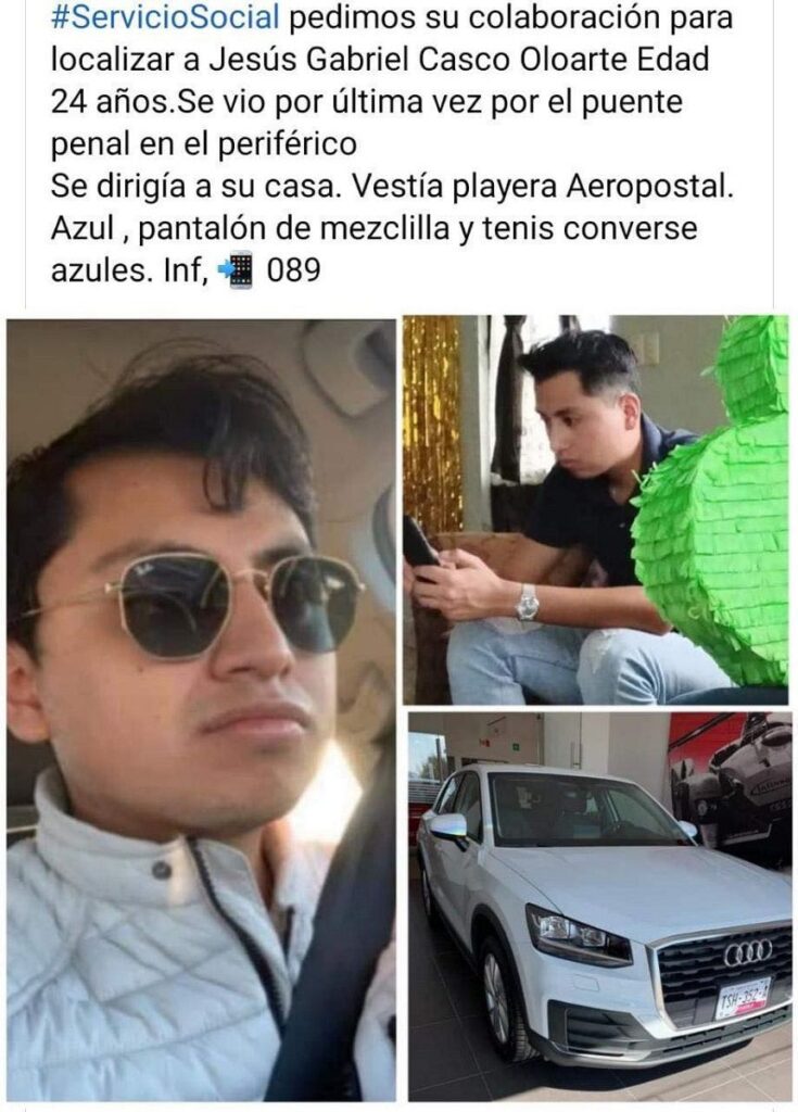 Piden ayuda para localizar a trabajador de Audi; encontraron su celular en el Periférico 2 localizar trabajador audi