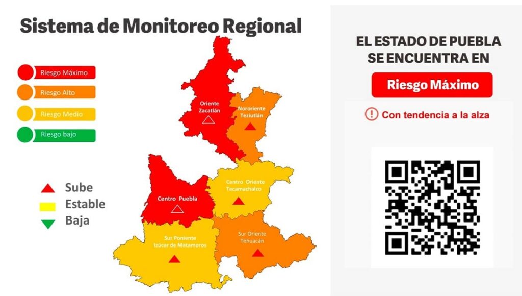 Aumento de contagios rojo covid puebla 1